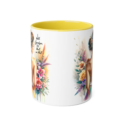 I Hold Grudges, I'll Heal in Hell Elegant Floral Accent Mug for Tea Lovers, Perfect Gift for Grandmas, Inspirational Coffee Mug, Home Decor, Mother's Day