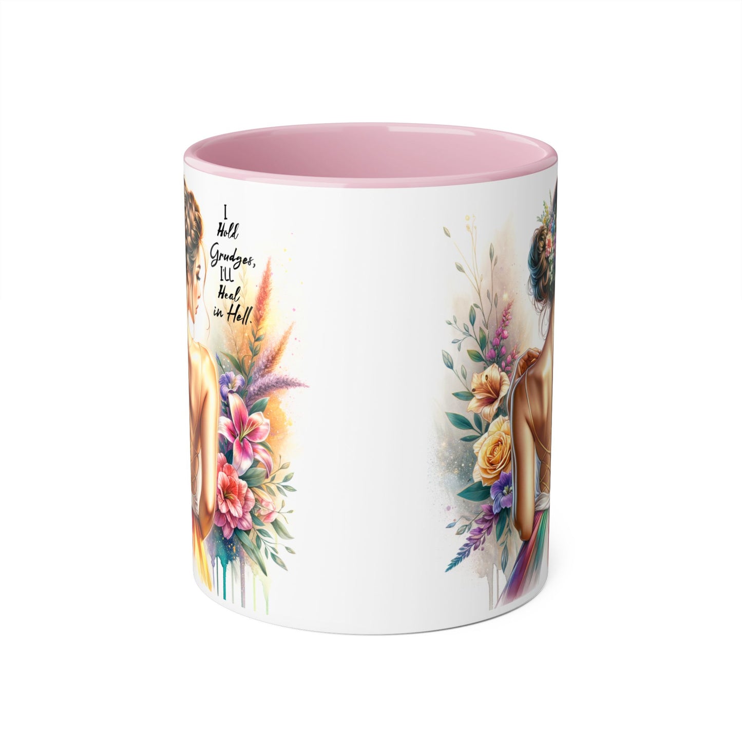 I Hold Grudges, I'll Heal in Hell Elegant Floral Accent Mug for Tea Lovers, Perfect Gift for Grandmas, Inspirational Coffee Mug, Home Decor, Mother's Day