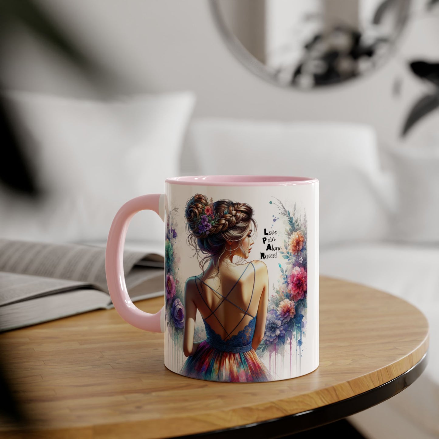 Floral Accent Mug - Vibrant Coffee Cup, Gift for Her, Home Decor, Inspirational Quotes, Art Lover's Mug, Tea Lover's Gift