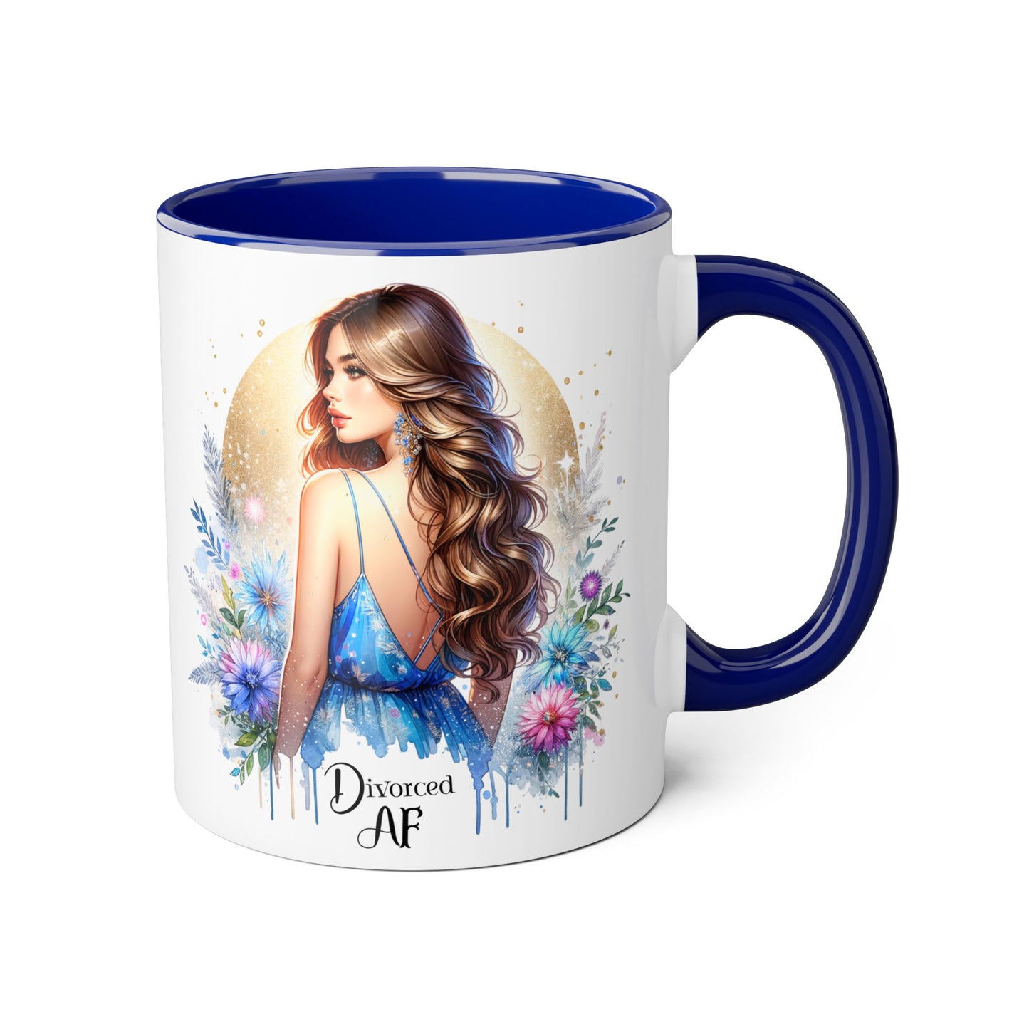 Divorced AF Accent Mug, Floral Coffee Cup, Inspirational Gift for Her, Breakup Recovery, Self-Love Celebrations, Unique Birthday Present