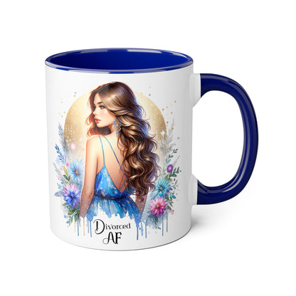Divorced AF Accent Mug, Floral Coffee Cup, Inspirational Gift for Her, Breakup Recovery, Self-Love Celebrations, Unique Birthday Present