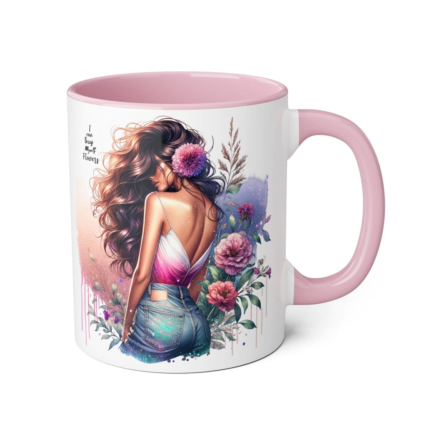 I Can Buy Myself Flowers Bohemian Accent Mugs, Tea Lover Gift, Coffee Mug, Floral Art Mug, Inspirational Drinkware, Home Decor