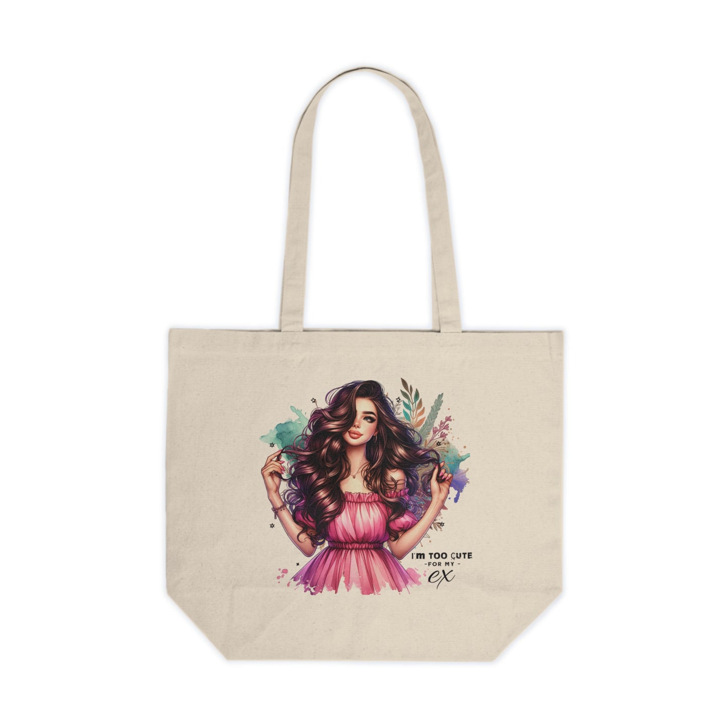 I'm Too Cute For My Ex Chic Canvas Tote Bag for Stylish Shopping, Eco-Friendly Market Carryall, Gift for Her, Fashionable Everyday Bag, Art-Inspired Tote