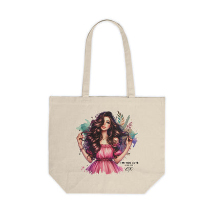I'm Too Cute For My Ex Chic Canvas Tote Bag for Stylish Shopping, Eco-Friendly Market Carryall, Gift for Her, Fashionable Everyday Bag, Art-Inspired Tote