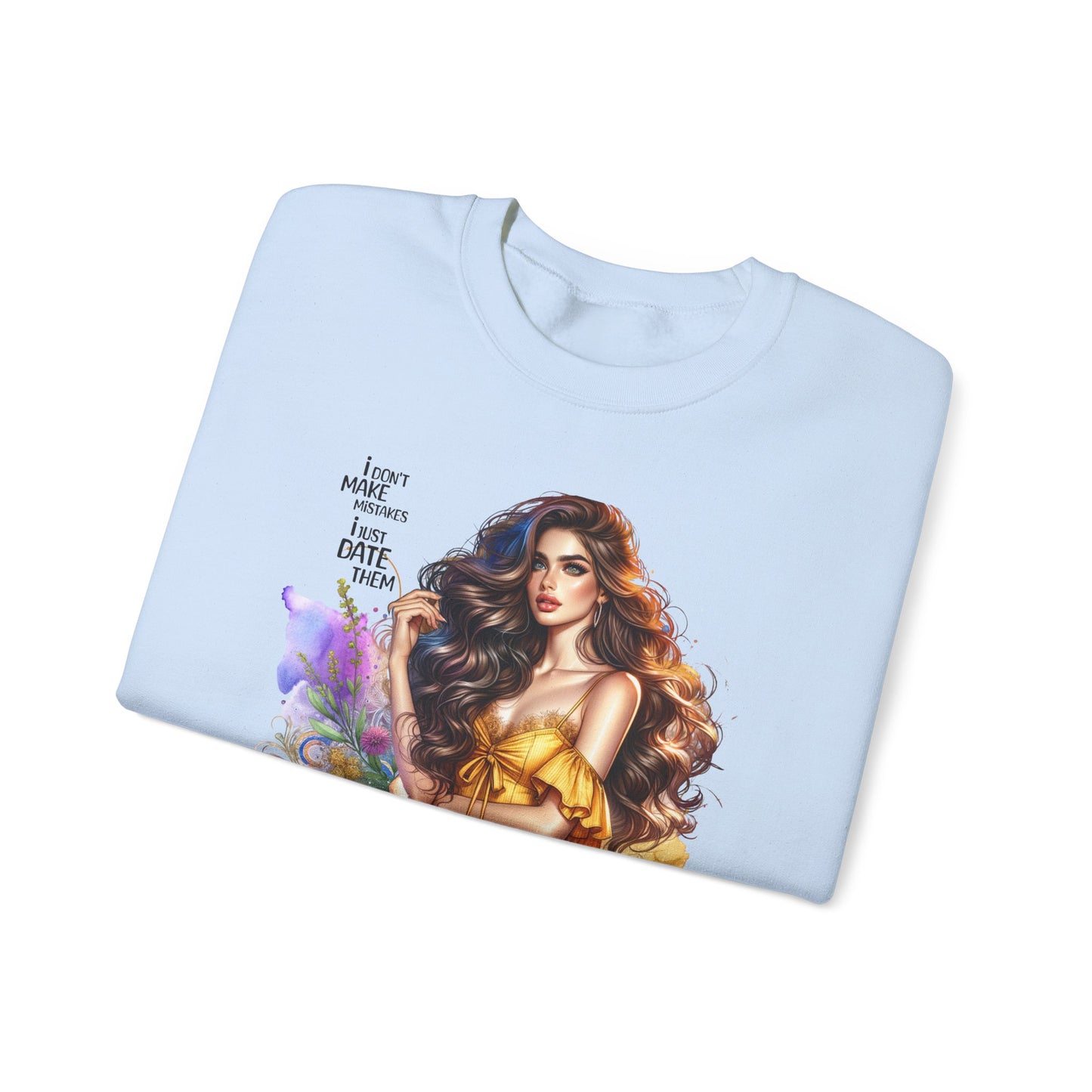 I Don`t  Make Mistakes, I Just Date Them Artistic Crewneck Sweatshirt - Perfect for Casual Outings, Gifts, Festivities, and Everyday Comfort, Featuring Colorful Designs