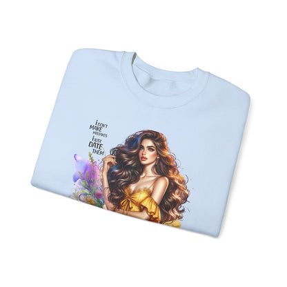 I Don`t  Make Mistakes, I Just Date Them Artistic Crewneck Sweatshirt - Perfect for Casual Outings, Gifts, Festivities, and Everyday Comfort, Featuring Colorful Designs