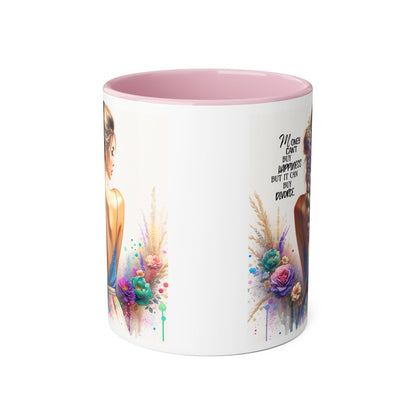 Money Can't Buy Happiness But It Can Buy Divorce Humoristic Empowering Accent Mugs | Inspirational Gift for Women | Unique Coffee Mug | Floral Design | Self-Care Reminder | Motivational Quote