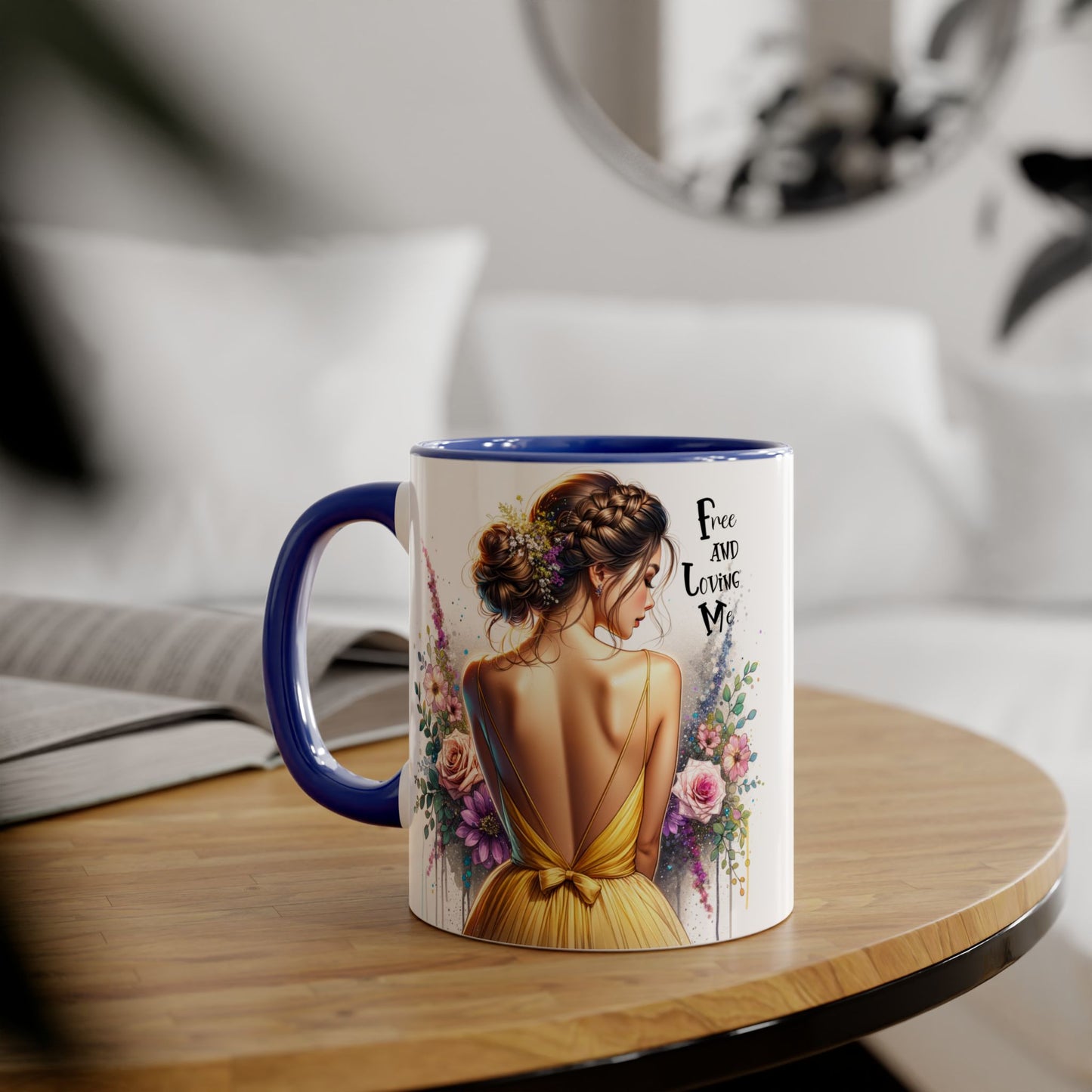 Floral Coffee Mug - Free and Loving Me, Artistic Gift for Her, Boho Style Coffee Cup, Inspirational Home Décor, Perfect for Birthdays, [...]