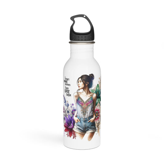 I Don't Make Mistakes, I Date Them Floral Art Water Bottle, Inspired Gift for Travelers, Eco-Friendly Hydration, Fitness and Outdoor Use, Cute Drinkware