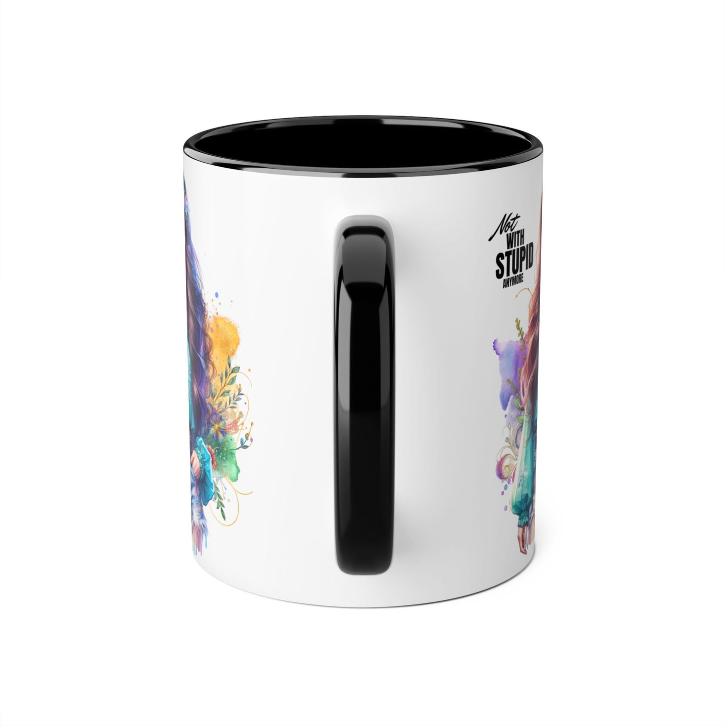 Not With Stupid Anymore Humoristic 11oz Accent Mug This humoristic mug