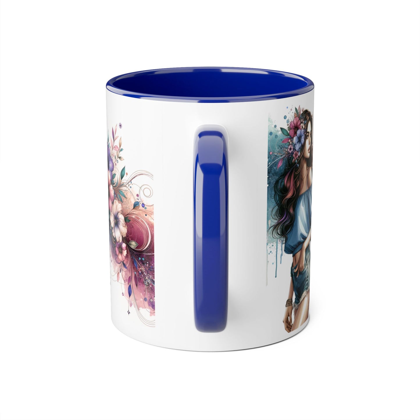 Yuck Fou Bohemian Floral Accent Mug, 11oz Coffee Cup for Art Lovers, Unique Gift for Birthdays, Mother's Day, Relaxation Tea, Decor