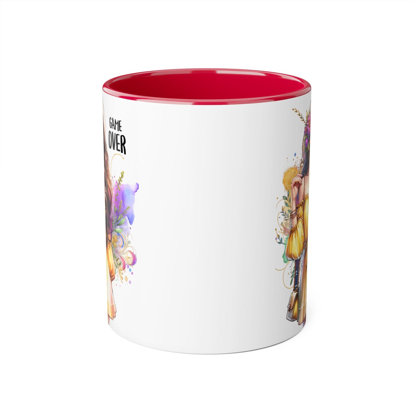 Colorful Game Over Accent Mug, 11oz Coffee Cup, Unique Art Gift, Fun Drinkware, Birthday, Celebration, Decorative Mug