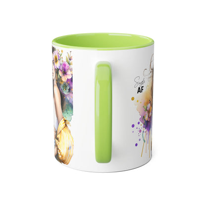 Single AF Chic Accent Mugs with Floral Art, Stylish Coffee Cups, Trendy Tea Mugs, Gift for Her, Motivational and Inspiring Drinkware