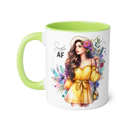 Single AF Floral Accent Mug - Perfect Gift for Singles, Cute Coffee Cup for Friends, Birthday or Self-Care Treat