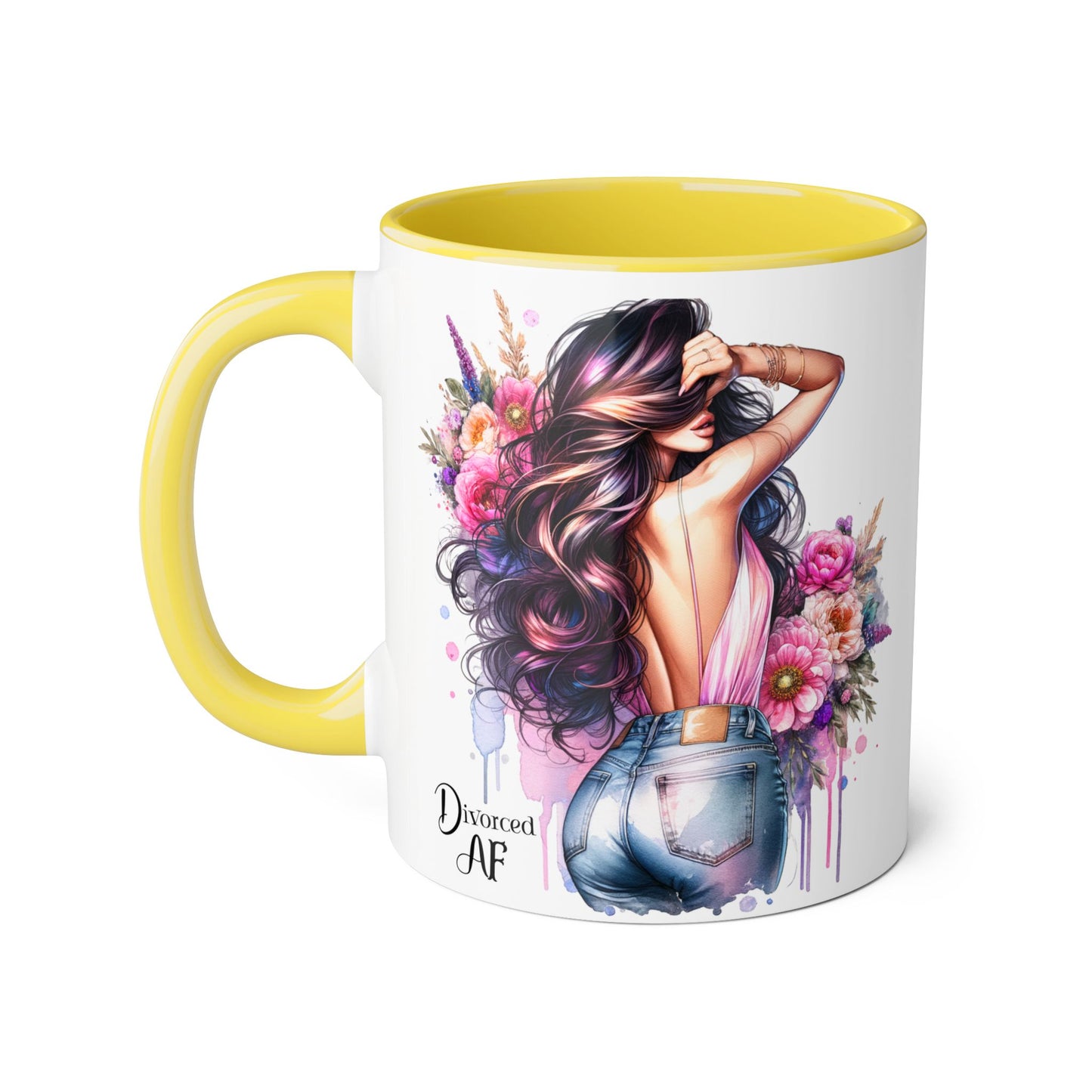 Stylish Coffee Mug, Floral Mug, Gift for Her, Divorce Mug, Affirmation Mug, Inspirational Drinkware