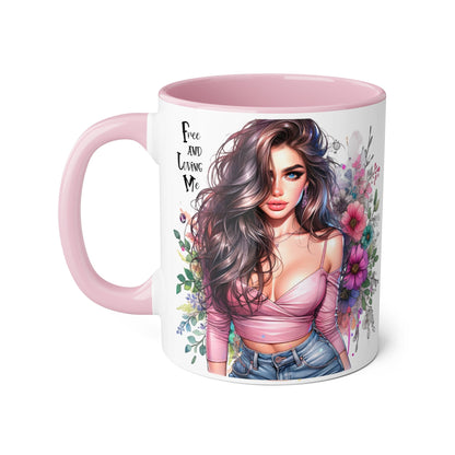 Bohemian Floral Accent Mug, Coffee Cup for Nature Lovers, Inspirational Gift, Home Decor, Unique Art