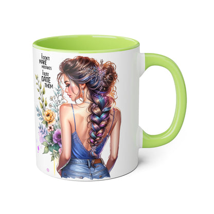 I Don't Make Mistakes, I Date Them Empowering Accent Mug, Inspirational Gift, Coffee Lover, Floral Design, Fun Quote, Ceramic Mug, Home & Kitchen Decor