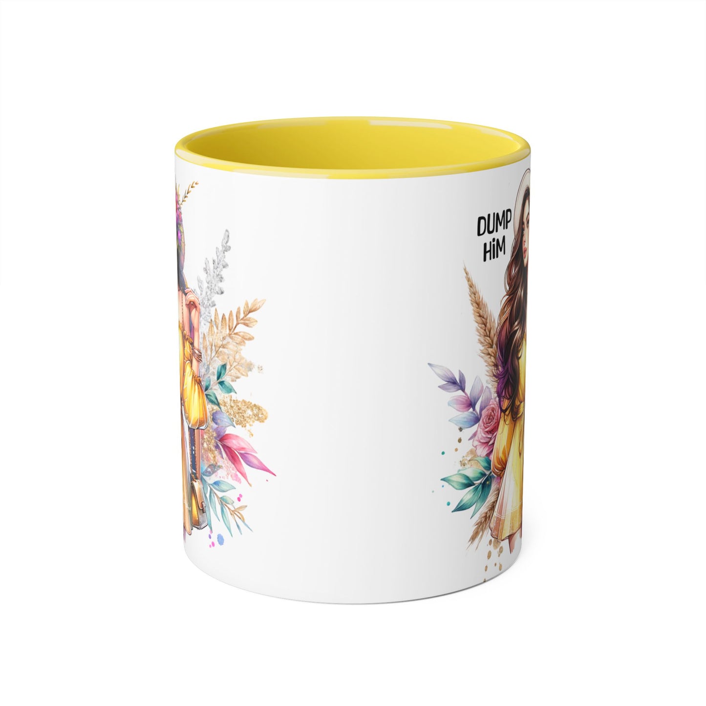 Chic Accent Mugs, Motivational Coffee Cup, Gift for Her, Unique Tea Mug, Floral Design for Friends, Dump Him Mug