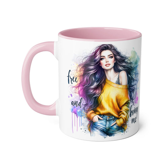 Colorful Inspirational Accent Mug, Free and Loving Me Coffee Cup, Artistic Drinkware Gift for Her, Vibrant Daily Motivation, Birthday [...]