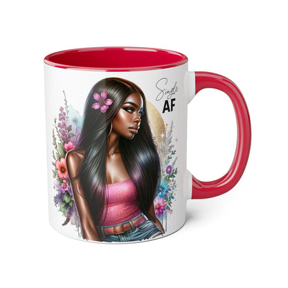 Single AF Stylish Accent Mug, Beautiful Coffee Cup, Unique Gift for Her, Trendy Drinkware, Floral Design Mug, Inspirational Sip