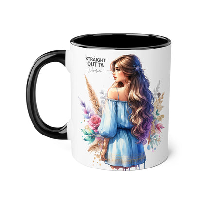 Straight Outta Divorced Humoristic Artistic Accent Mug -  Inspiring Gift for Her, Coffee Tea Cup, Home & Kitchen Decor, Personalized Unique Gift