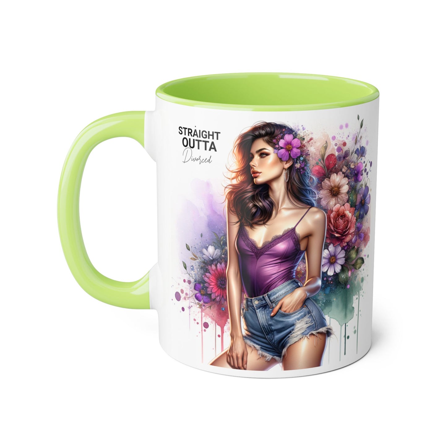 Straight Outta Divorced Humoristic Floral Art Accent Mug, Straight Outta, Gift for Her, Coffee Lover, Home Décor, Unique Tea Cup, Birthday Present