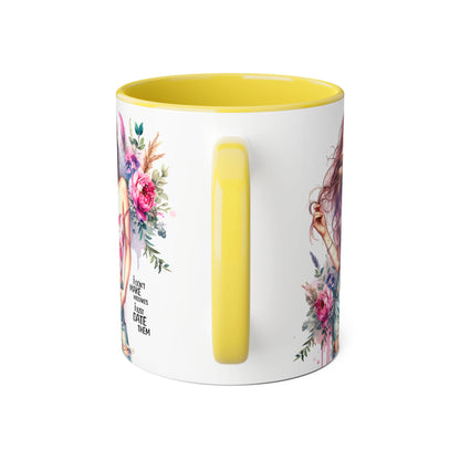 I Don't Make Mistakes, I Date Them Bohemian Floral Accent Mug, 11oz - Perfect Gift for Women, Art Lover Mug, Cute Coffee Cup, Birthday Gift, Home Decor