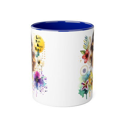 Vibrant Floral Accent Mug, Inspirational Coffee Cup, Gift for Her, Boho Art Mug, Unique Tea Mug, Home Decor