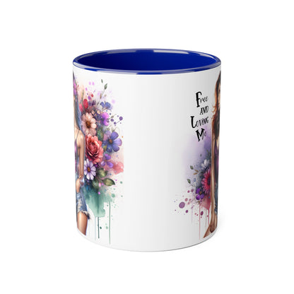 Free and Loving Me Bohemian Accent Mug, Floral Coffee Cup, Inspirational Gift for Her, Free and Loving Me Design, Unique Home Decor, Birthday, Special [...]