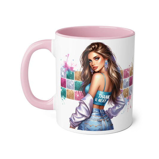 Thank U, Next Chic Coffee Mug, Trendy Drinkware, Stylish Gift for Her, Art-Inspired Accent Mug, Perfect for Birthdays, Home Decor, Coffee Lover