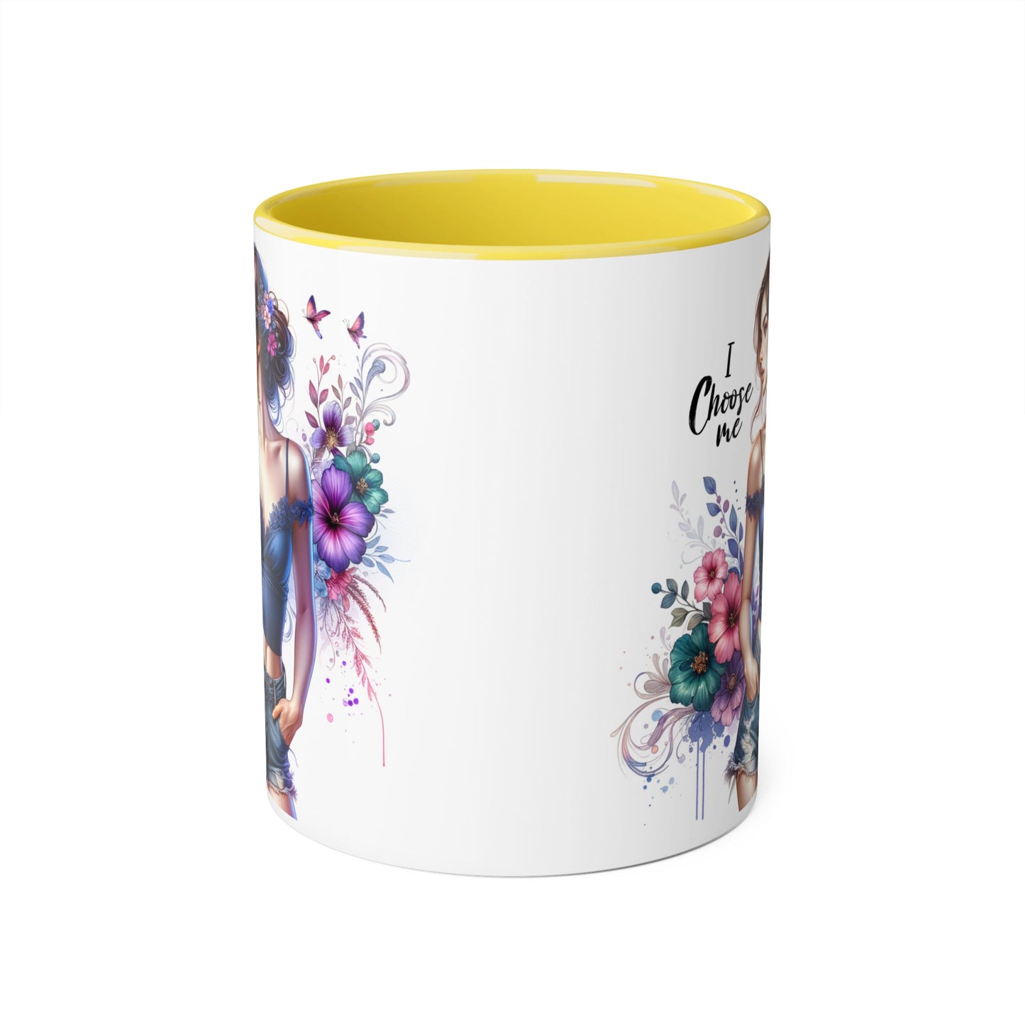 I Choose Me Floral Art Accent Mug, Inspirational Coffee Cup, Gifts for Her, Home Decor, Birthday Present, Self-Care Reminder