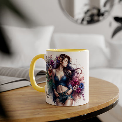 Floral Accent Mug, I Choose Me Design, Artistic Coffee Cup, Gift for Her, Home Décor, Tea Lover’s Essential