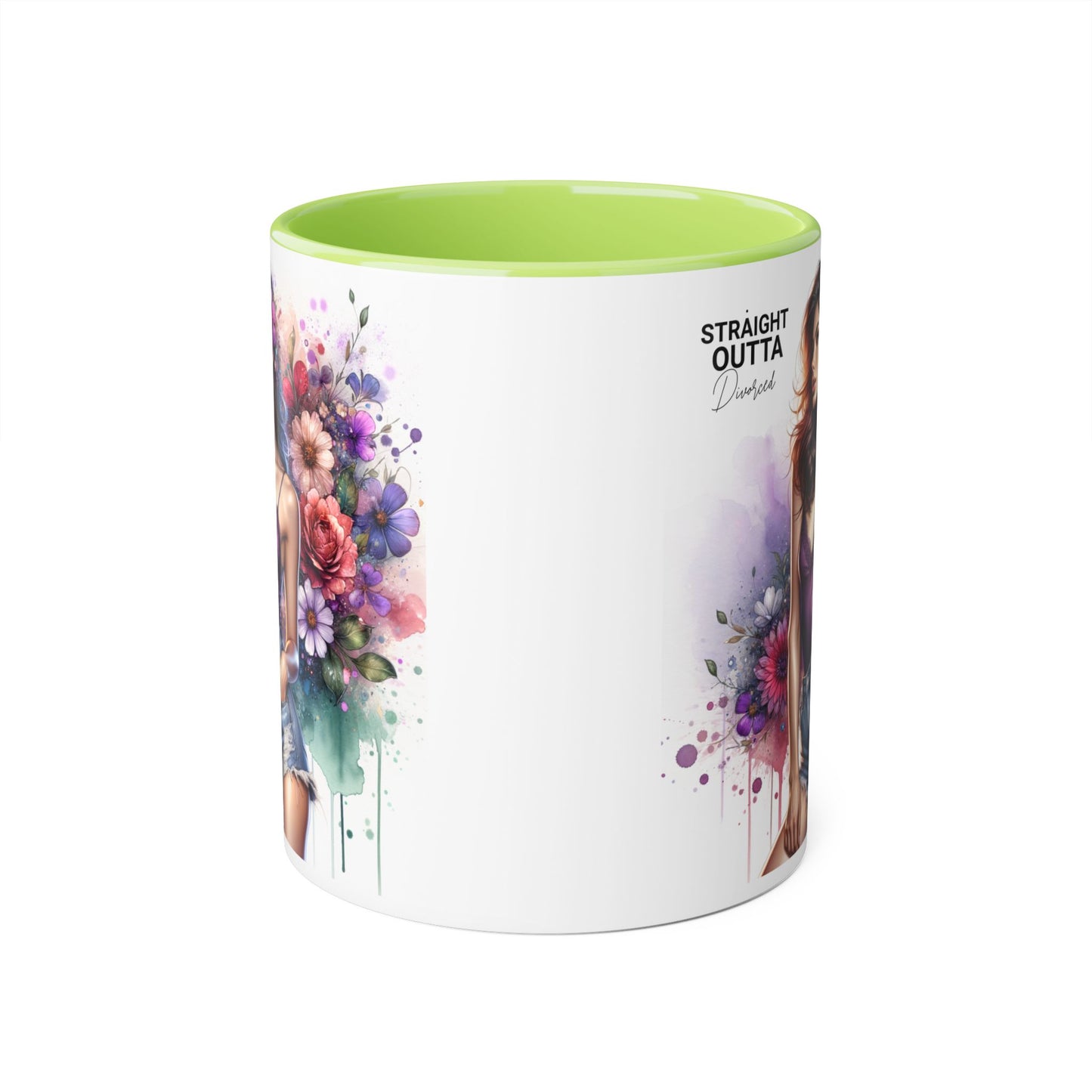 Straight Outta Divorced Humoristic Floral Art Accent Mug, Straight Outta, Gift for Her, Coffee Lover, Home Décor, Unique Tea Cup, Birthday Present