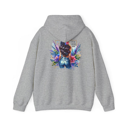 I'm Too Cute For My Ex Vibrant Art Hooded Sweatshirt - Cozy Unisex Sweatshirt, Floral Design, Gift for Her, Fashionable Layer, Casual Wear, Stylish Comfort