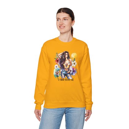 1-800-Boys-Lie Boho Chic Crewneck Sweatshirt with Floral Design, Unisex Gift, Self-Love Apparel, Cozy Casual Wear, Perfect for Relaxation