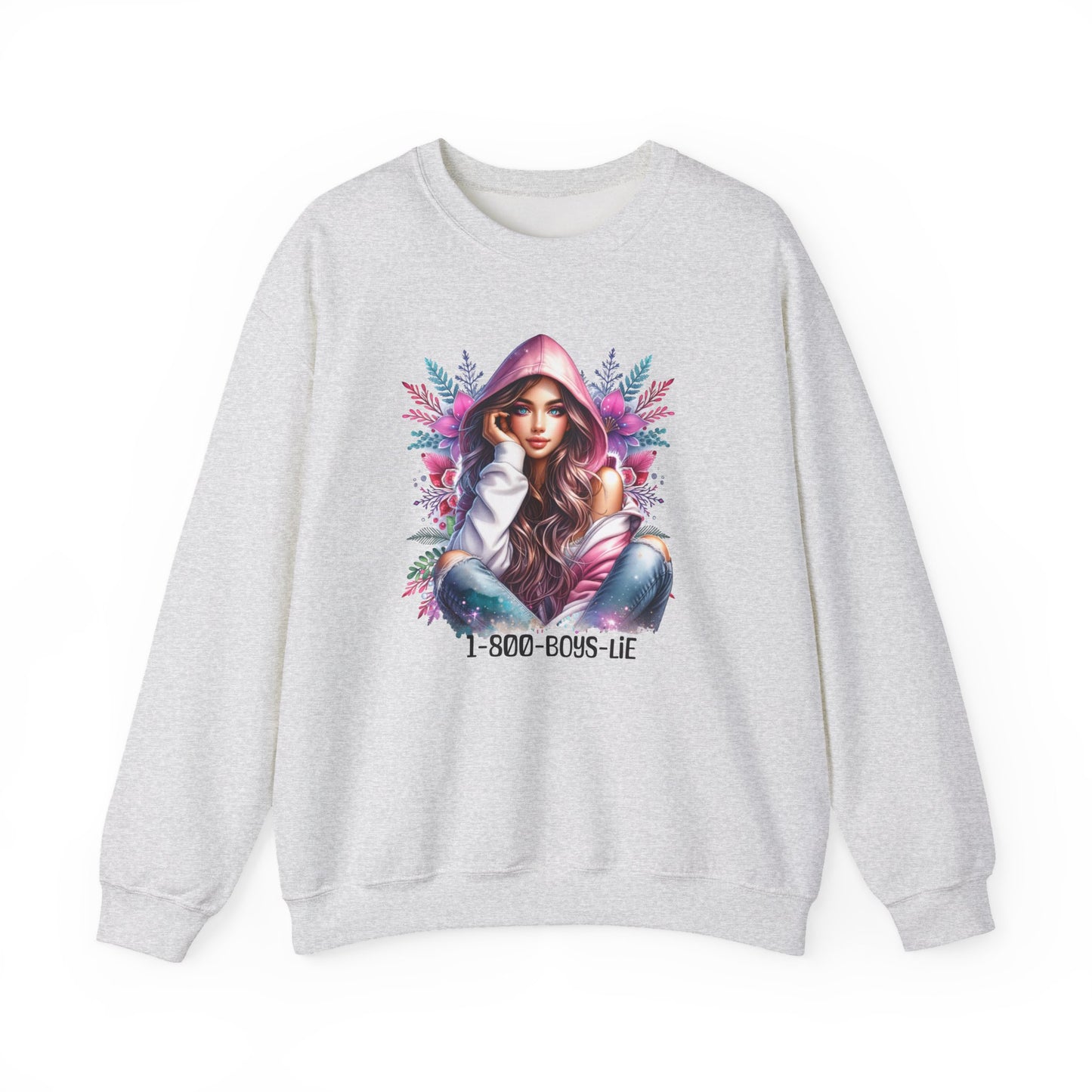 1-800-Boys-Lie Chic Floral Sweatshirt, Cozy Crewneck, Fall Fashion, Gift for Her, Self-Care Sweater, Cute Relaxed Fit