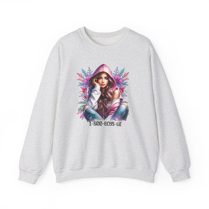 1-800-Boys-Lie Chic Floral Sweatshirt, Cozy Crewneck, Fall Fashion, Gift for Her, Self-Care Sweater, Cute Relaxed Fit