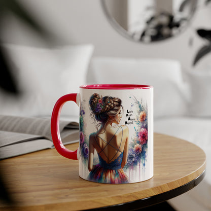 Floral Accent Mug - Vibrant Coffee Cup, Gift for Her, Home Decor, Inspirational Quotes, Art Lover's Mug, Tea Lover's Gift