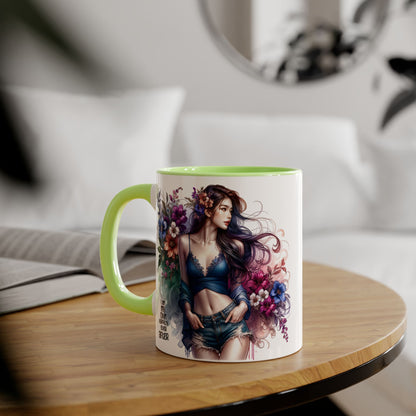 I Am My Own Happily Ever After Whimsical Floral Accent Mug - Perfect for Tea Lovers, Gift for Her, Custom Drinkware, Creative Home Decor, Inspirational Coffee Cup