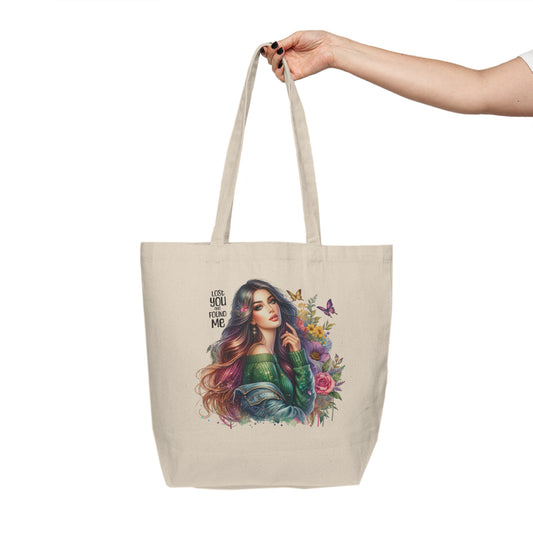 Lost You and Found Me Artistic Floral Tote Bag, Eco-Friendly Shopping Bag, Gift for Her, Boho Style, Reusable Grocery Tote, Unique Art Tote