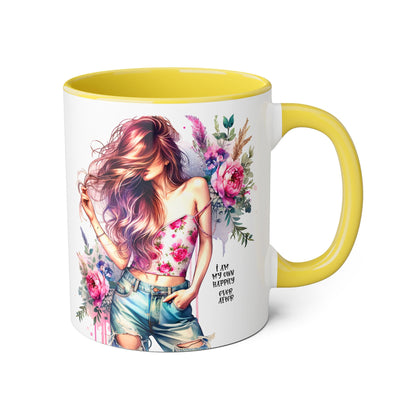 I Am My Own Happily Ever After Floral Beauty Accent Mug - Inspirational Coffee Cup, Gift for Her, Floral Mug, Motivational Drinkware, Cute Kitchen Decor