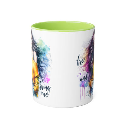 Colorful Inspirational Accent Mug, Free and Loving Me Coffee Cup, Artistic Drinkware Gift for Her, Vibrant Daily Motivation, Birthday [...]