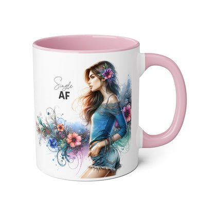 Vibrant Accent Mug - Perfect Gift for Singles, Fun Coffee Cup, Floral Artwork, Sassy Home Decor, Unique Birthday Present