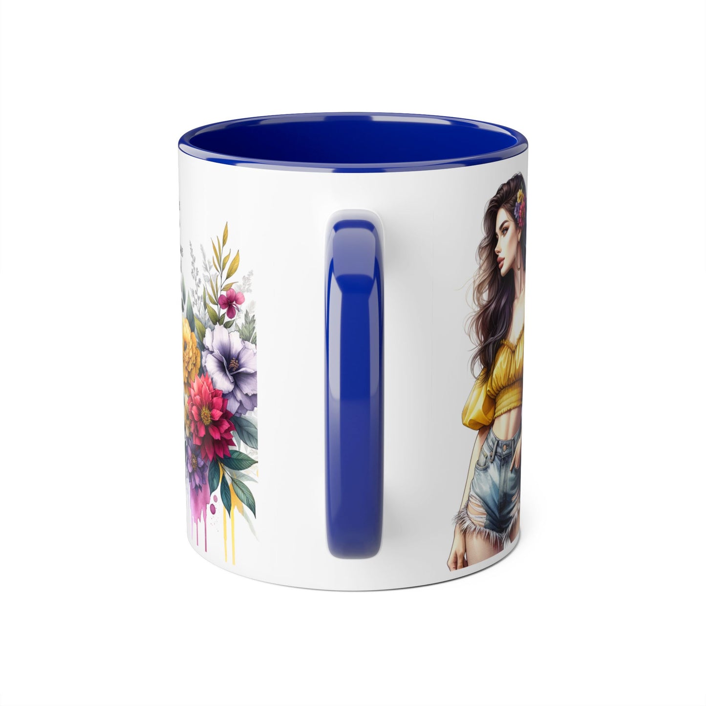 Boho Floral Accent Mug, Stunning Gift for Tea Lovers, Home Decor, Coffee Lover's Gift, Birthday Present, Art Print Mug
