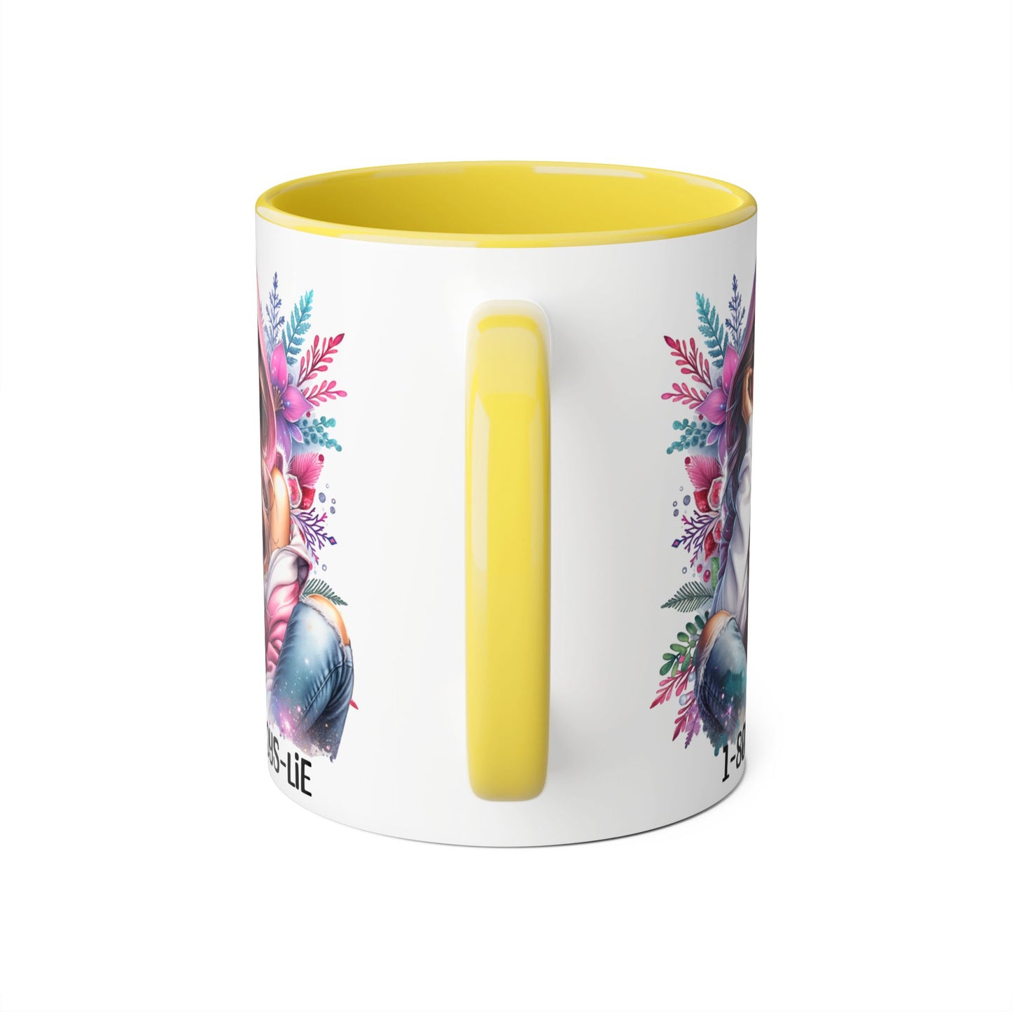 1-800-BOYS-LIE Accent Mug, Floral Coffee Cup, Funny Gift for Her, Unique Tea Mug, Cute Lover's Present