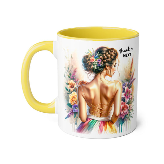 Thank U, Next Floral Artwork Accent Mug, Thank U Next Coffee Mug, Gift for Her, Floral Style Drinkware, Unique Home Decor