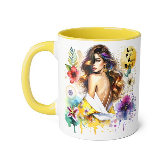 Vibrant Floral Accent Mug, Inspirational Coffee Cup, Gift for Her, Boho Art Mug, Unique Tea Mug, Home Decor