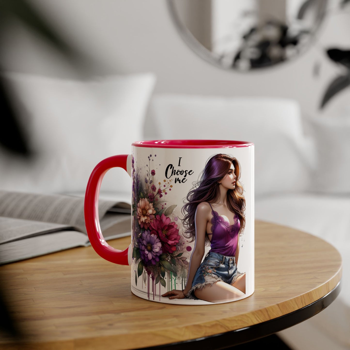 I Choose Me Elegant Floral Accent Mug, Coffee Cup, Tea Mug, Gift for Her, Inspirational Drinkware, Home Decor, Birthday Gift, Art Mug
