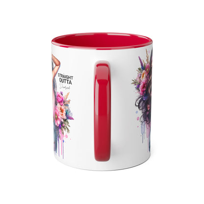 Straight Outta Divorced Humoristic Floral Art Accent Mug - Perfect for Coffee Lovers, Gift for Her, Home Decor, Inspirational, Mother's Day