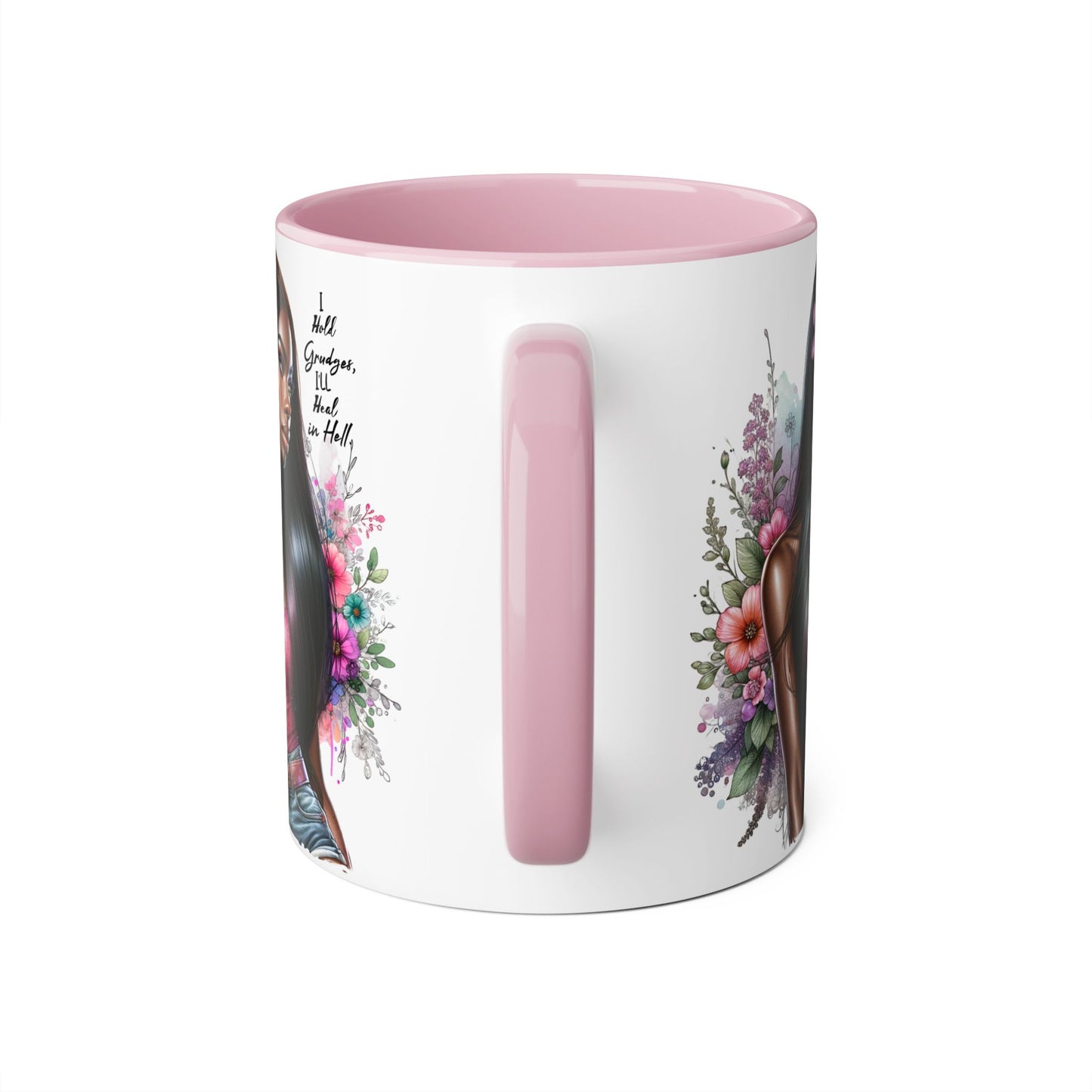 I Hold Grudges, I'll Heal in Hell  Humoristic Floral Portrait Accent Mug, 11oz - Empowering Gift for Her, Cozy Coffee Cup, Beautiful Art for Home, Unique Present for Birthdays, [...]